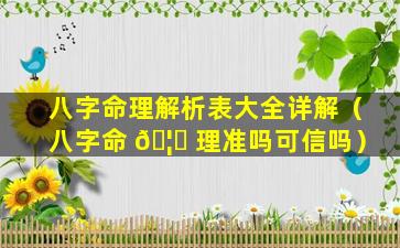 八字命理解析表大全详解（八字命 🦟 理准吗可信吗）